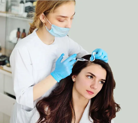 GFC growth factor treatment being given to the scalp
